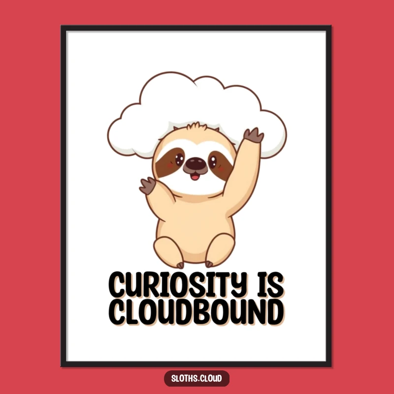 Funny Free Printable Wall Art: Curious Sloth Paw from Cloud, Downloadable Decor