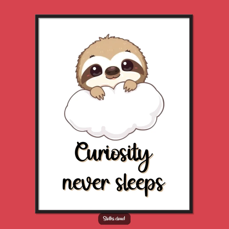 Free Printable Wall Art: Curious Sloth Cloud Peek - Humorous Downloadable Decor