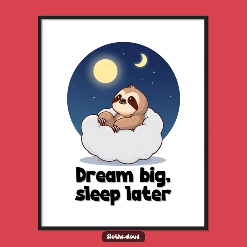 Funny Free Printable Sloth Wall Art: Moonlit Cloud Chair, Relaxing Downloadable Decor