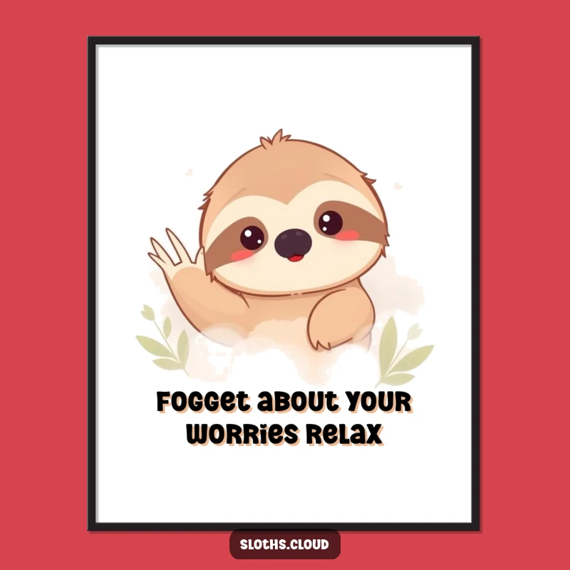 Free Printable Shy Sloth Wall Art, Funny Downloadable Gift for a Gentle Soul