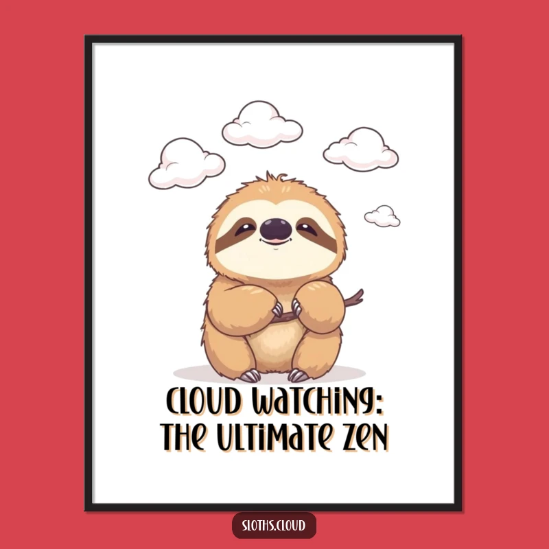 Free Printable Sloth Wall Art: Gentle Smile Sloth Cloud Downloadable Decor