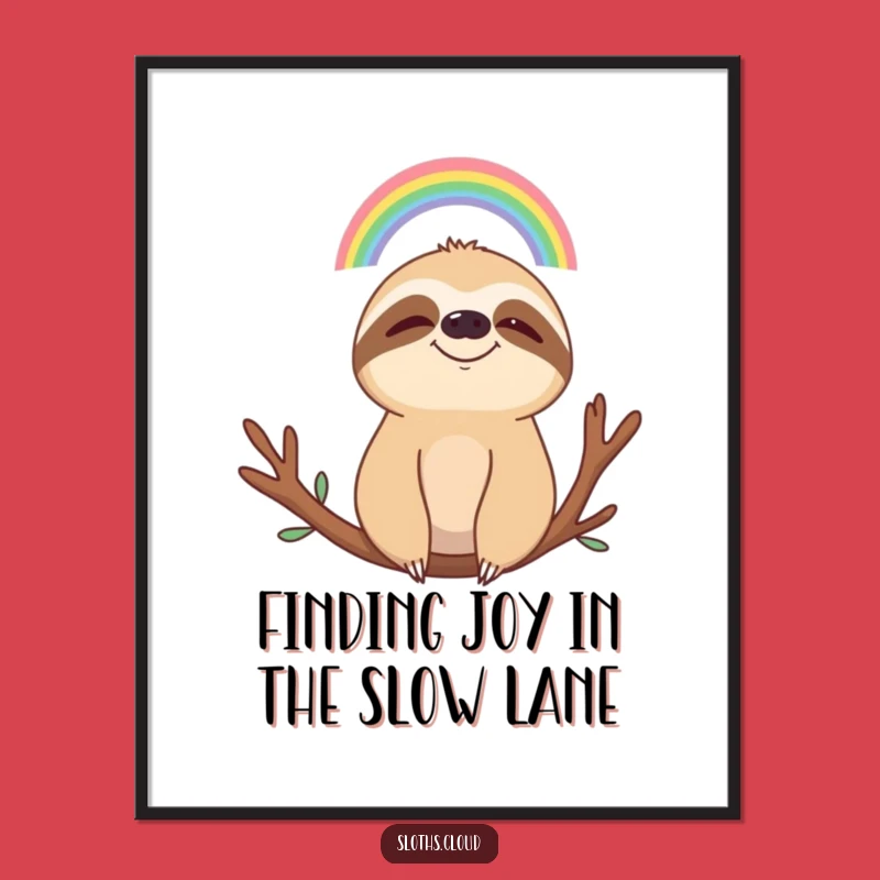 Funny Free Printable Sloth Wall Art: Serene Rainbow Observer, Downloadable Calm Gift
