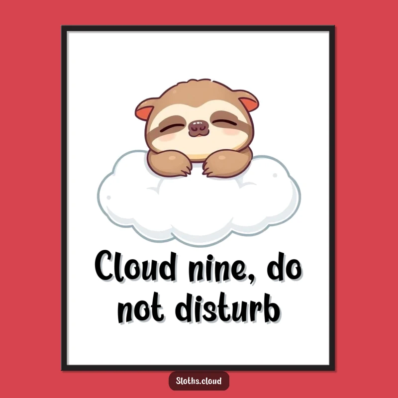 Funny Printable Wall Art: Sleeping Sloth Cloud Art, Humorous Downloadable Decor Gift