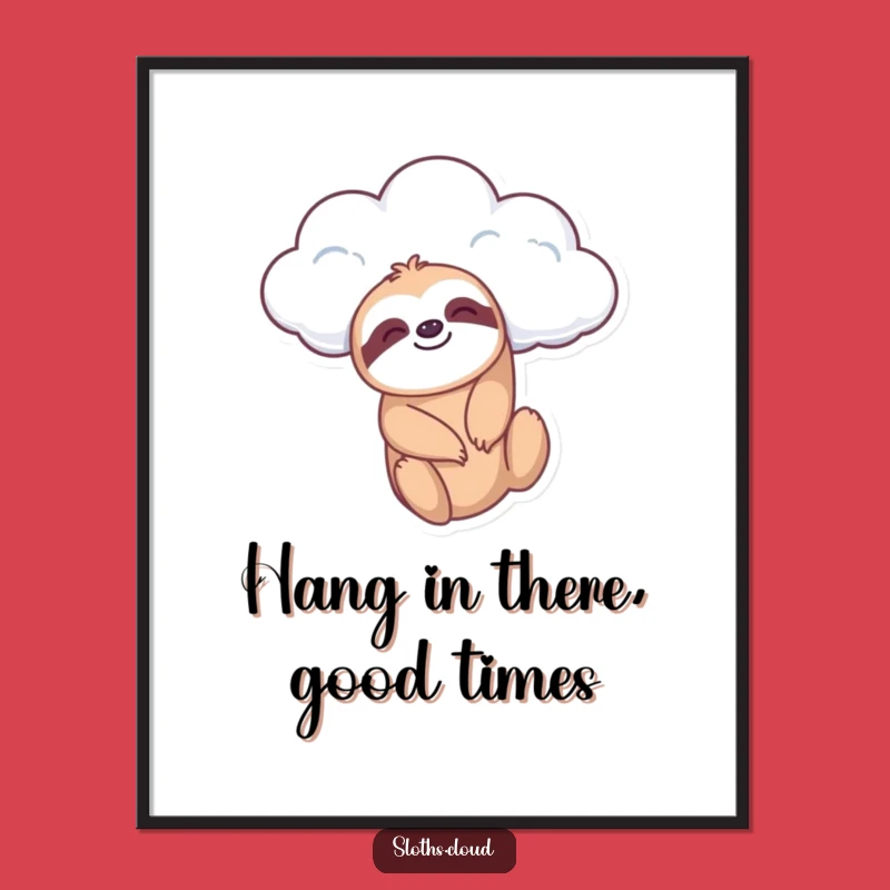 Free Printable Wall Art: Sloth Cloud Dangle - Relaxed Downloadable Decor