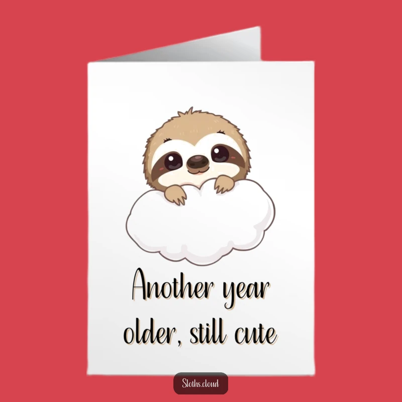 Free Printable Birthday Card: Curious Sloth Cloud Peek - Funny Downloadable Gift