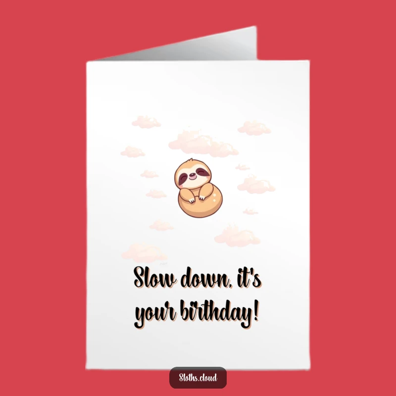 Free Printable Sloth Birthday Card: Funny Sloth Cloud Floating Downloadable Gift