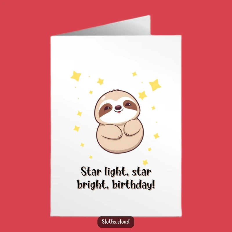Free Printable Birthday Card: Sloth Floating Stars, Dreamy Downloadable Gift