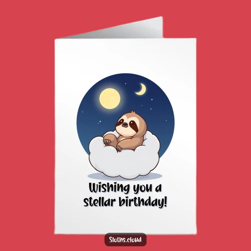 Cozy Free Printable Sloth Birthday Card: Moonlit Cloud Chair, Relaxing Downloadable Gift
