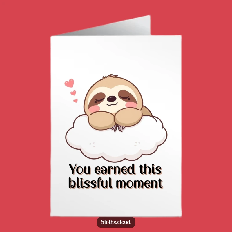 Free Printable Congrats Card: Kawaii Sloth Napping, Peaceful Downloadable Gift