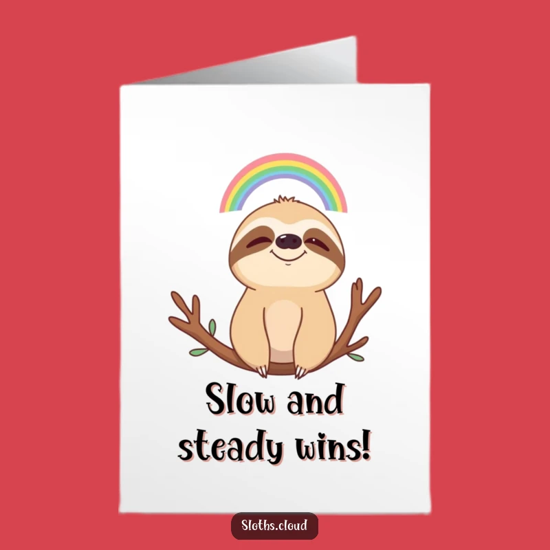 Free Printable Serene Sloth Congratulations Card: Rainbow Brights, Downloadable Uplifting Gift