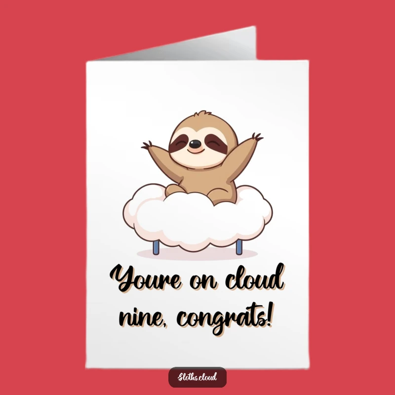 Free Printable Sloth Congrats Card: Bouncing Cloud Joy, Perfect Downloadable Gift