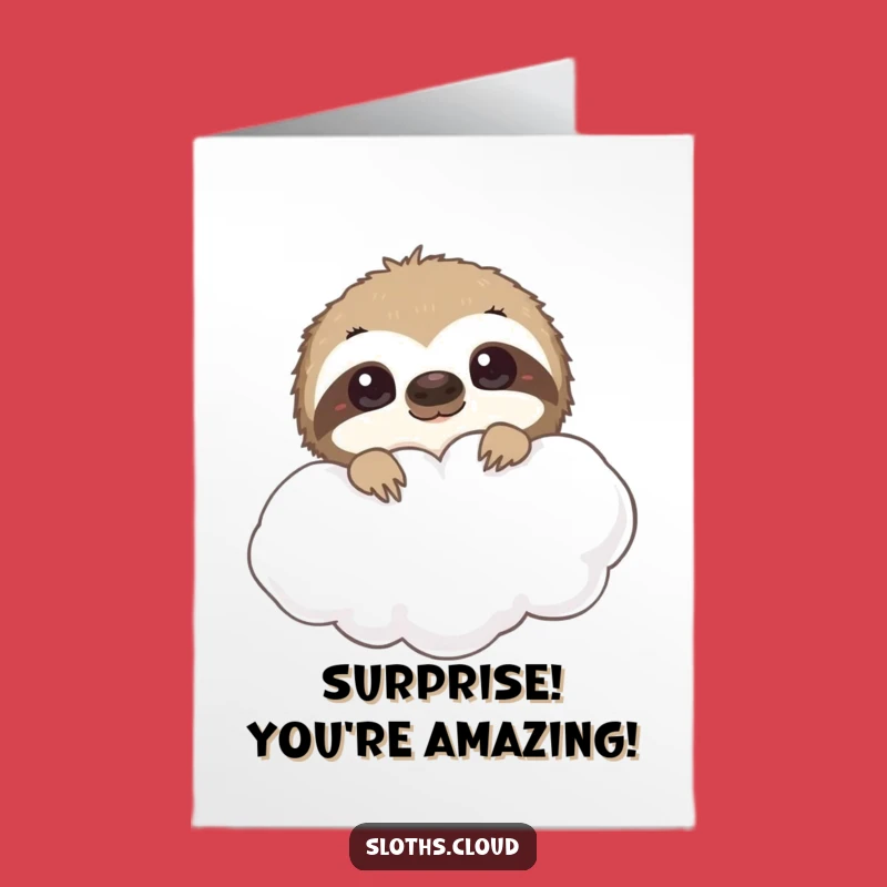 Free Printable Congrats Card: Peeking Sloth Cloud - Humorous Downloadable & Print at Home