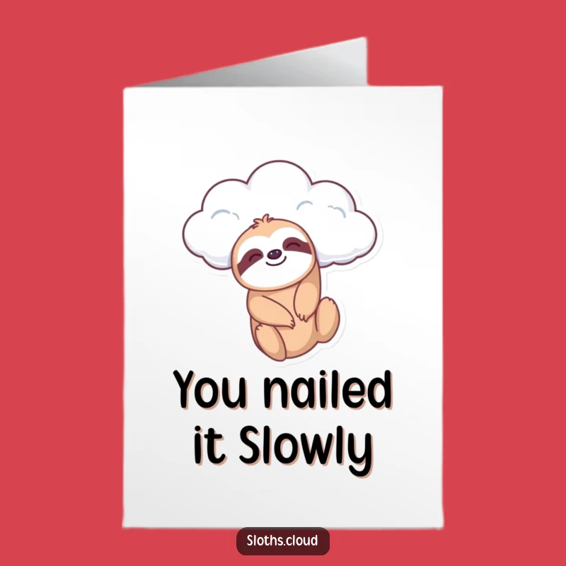 Free Printable Congrats Card: Sloth Cloud Dangle - Calm Downloadable Celebration