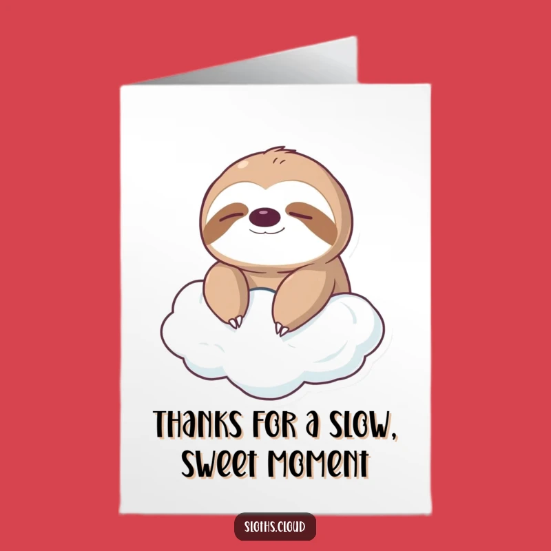 Free Printable Thank You Card: Peaceful Sloth Cloud - Relaxing DIY Downloadable