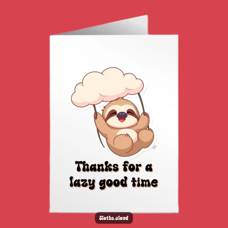 Free Printable Thank You Card: Sloth Cloud Swing, Calm Appreciation Download