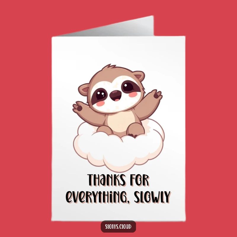 Free Printable Thank You Card: Kawaii Sloth Cloud Wave - Sweet Downloadable Thanks