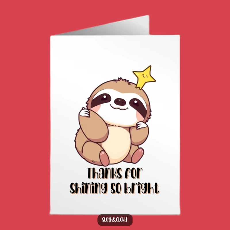 Calm Sloth Thank You Card: Free Printable Star Gratitude Greeting
