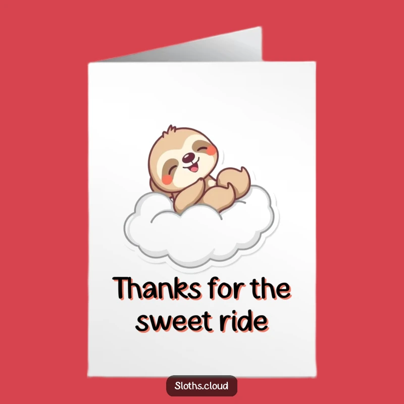 Free Printable Joyful Sloth Thank You Card: Cloud Glide, Downloadable Happy Gift