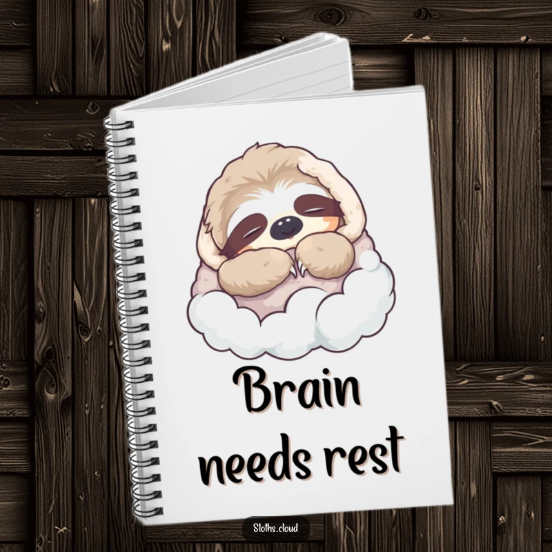 Funny Notebook: A sloth naps in a cloud blanket, perfect for jotting down notes with humorous, cozy, and peaceful inspiration.
