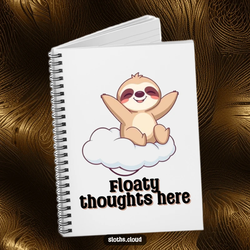 Funny Notebook: A sloth bounces playfully on a springy cloud with a blissful expression, ideal for jotting down happy thoughts.