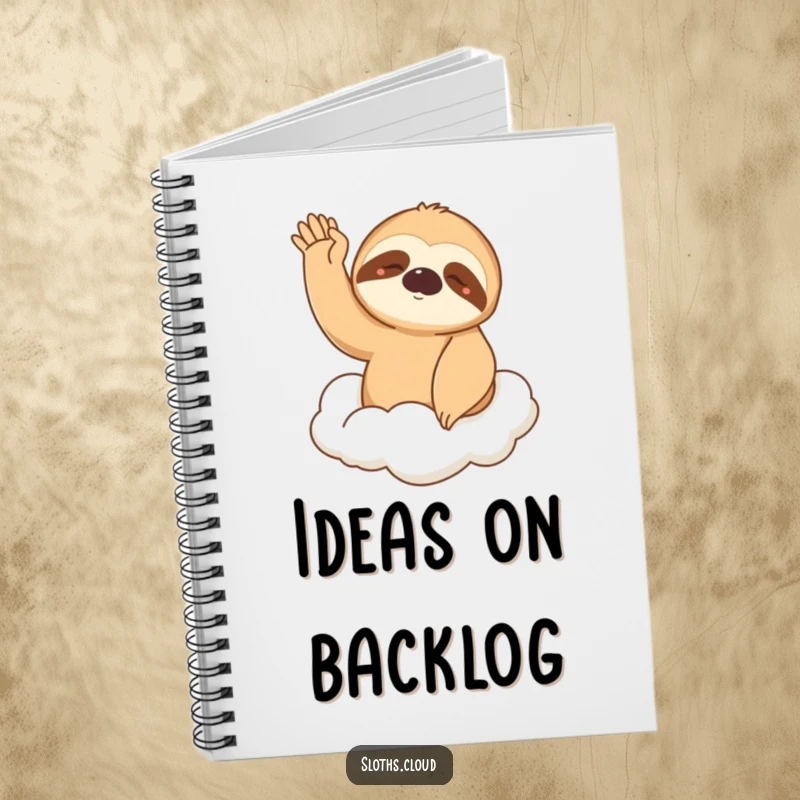 Funny Notebook: A sleepy sloth waves from a cloud, perfect for jotting down notes with humorous, calm, and dreamy inspiration.