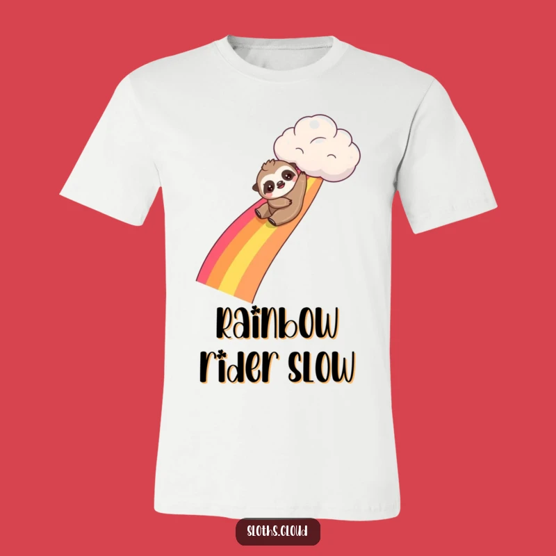 Funny Kawaii Sloth Rainbow Slide T-Shirt: Ride the Fun!