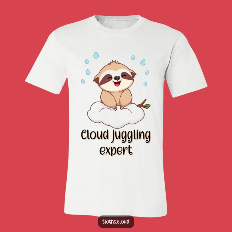 Funny Sloth Cloud Juggling Raindrops T-Shirt - Hilarious Gift Apparel