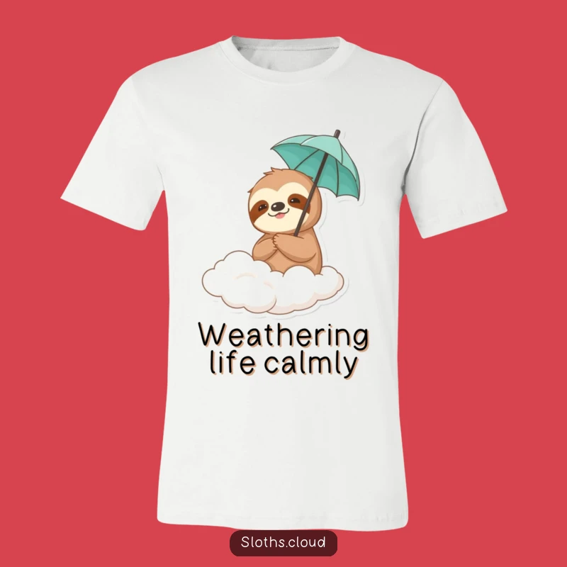 Funny Sloth Umbrella T-Shirt: Drifting Cloud Protection, Hilarious and Quirky Tee
