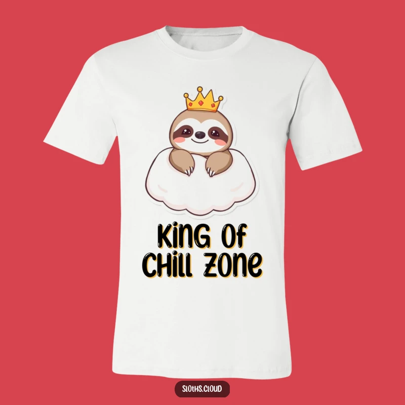Funny Royal Sloth Cloud Pillow T-Shirt: Regal Humor Tee