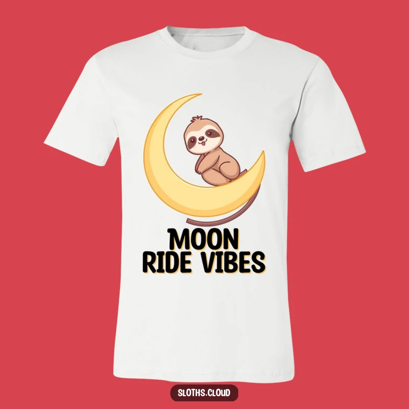 Funny Sloth Moon Ride T-Shirt - Gentle Cosmic Journey Wear