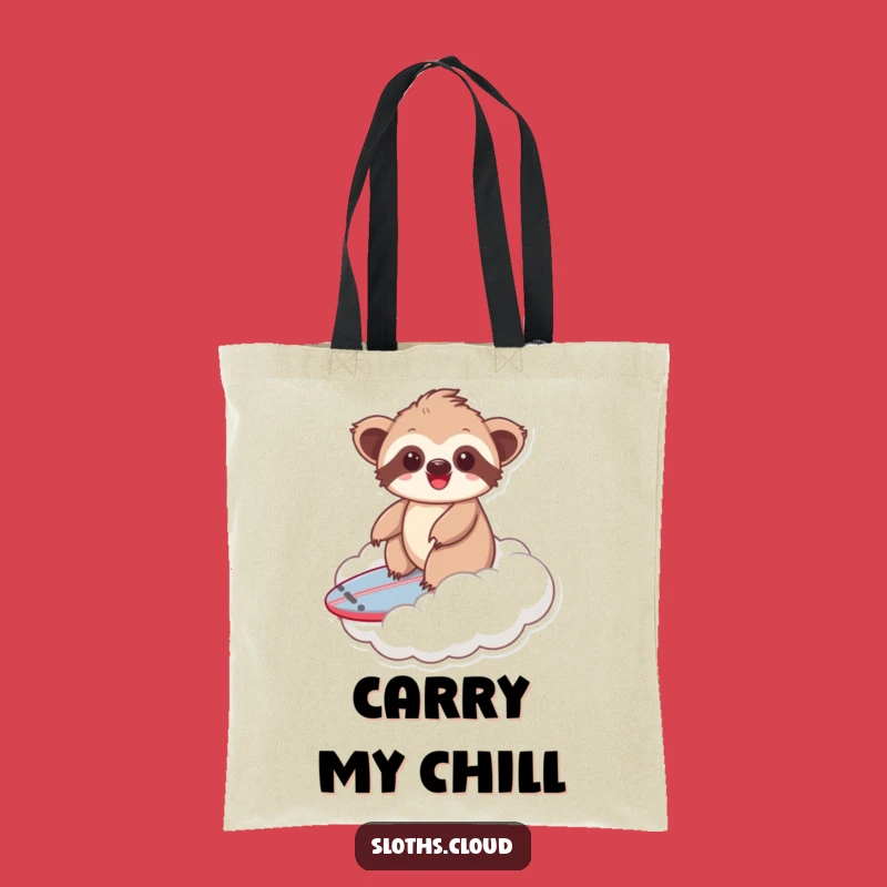 Funny Kawaii Sloth Cloud Surfing Tote Bag: Carry Your Joyful Journey