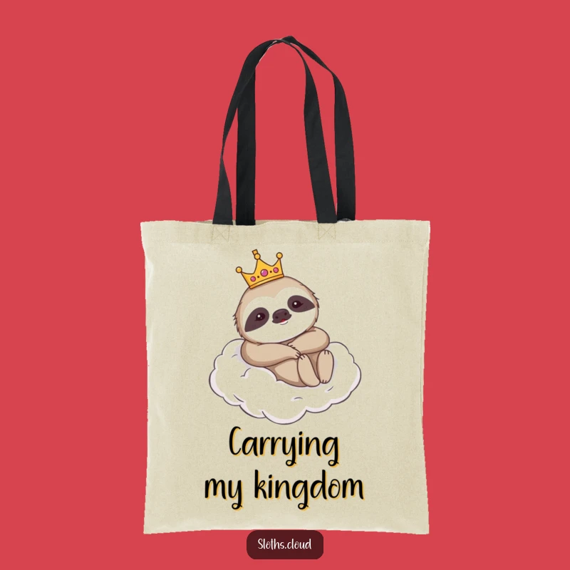 Funny Royal Tote Bag - Crowned Sloth Lounger Carry-All for Humor