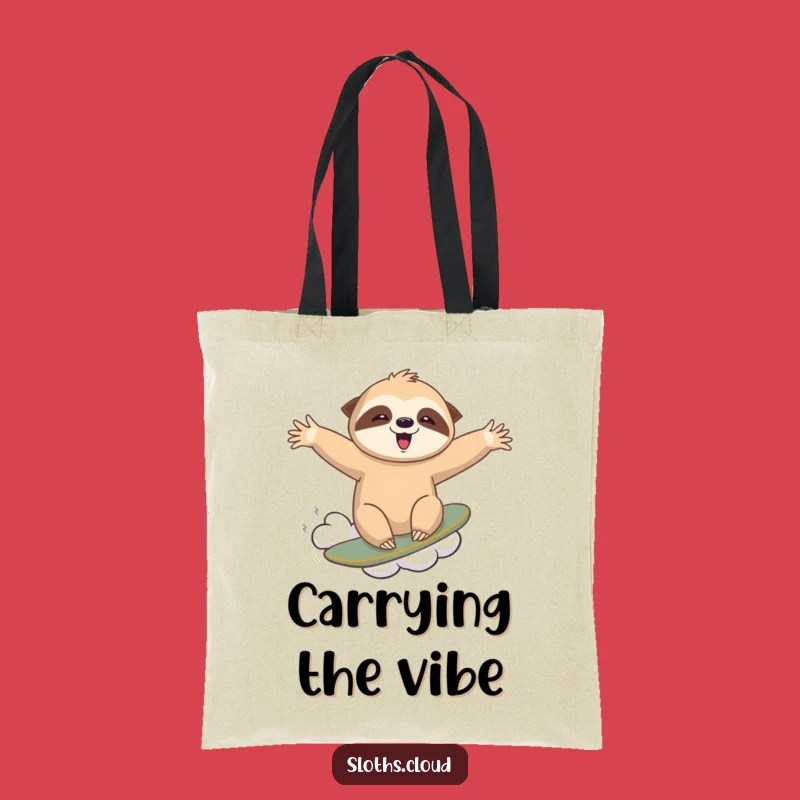 Funny Sloth Cloud Surfing Tote Bag - Adventure Ready Funny Gift