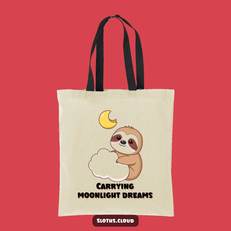 Funny Sloth Moon Tote Bag: Whimsical Cloud Carry-All, Ideal Funny Gift